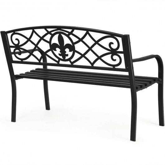 50 Inch Patio Heavy-Duty Metal Garden Bench