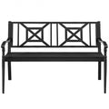 Patio Garden Bench with Powder Coated Steel Frame - Color: Black