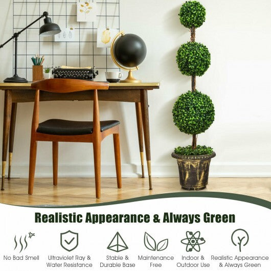 4 Feet Artificial Topiary Triple Ball Tree Plant
