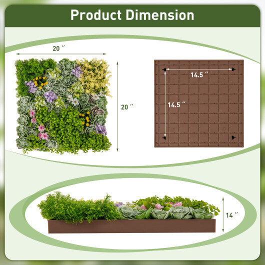 20" x 20" 3D Hanging Succulents with 10 Types of Mixed Faux Plants for Balcony Home