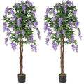 5.5 FT Faux Wisteria Plant in Nursery Pot with Blooming Flowers Set of 2-Purple