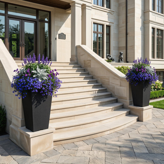 Set of 2 Square Taper Planter with Removable Inner Bucket and Optional Drainage Hole-M