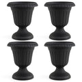 Set of 4 18 inch Tall Vintage Planters with Pedestal Base and Pre-marked Drain Hole-Black