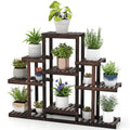 Indoor Outdoor Wood Plant Stand Multi-Tiered Corner Plant Shelf Flowerpot Holder-Brown