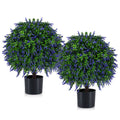 Set of 2 Artificial Lavender Topiary Ball Trees 22 inch Faux Lavender Potted Plants-Purple