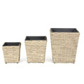 3-Piece Rattan Planter Box Kit with Removable Plastic Liners - Natural