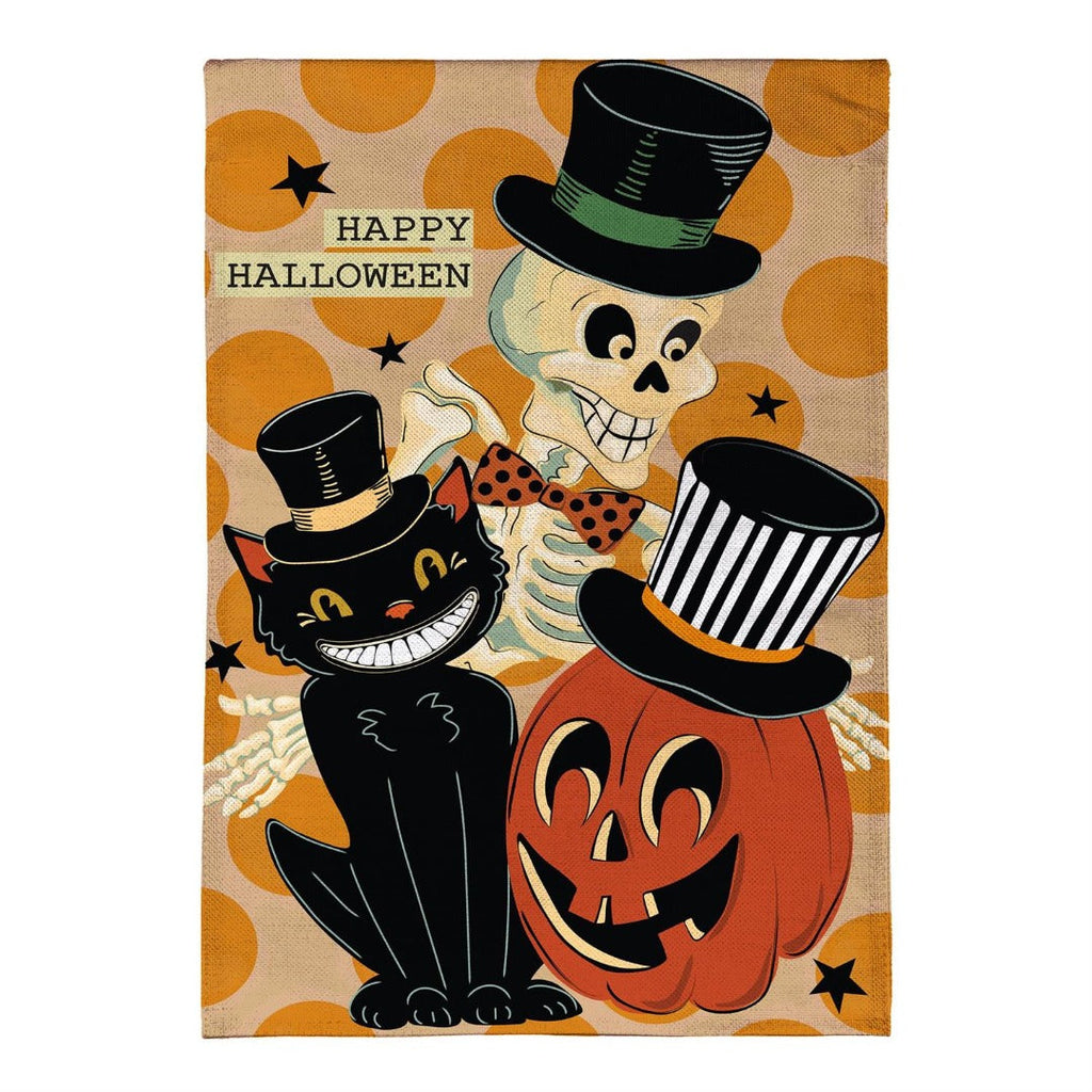 Halloween Trio 2-Sided Burlap Garden Flag