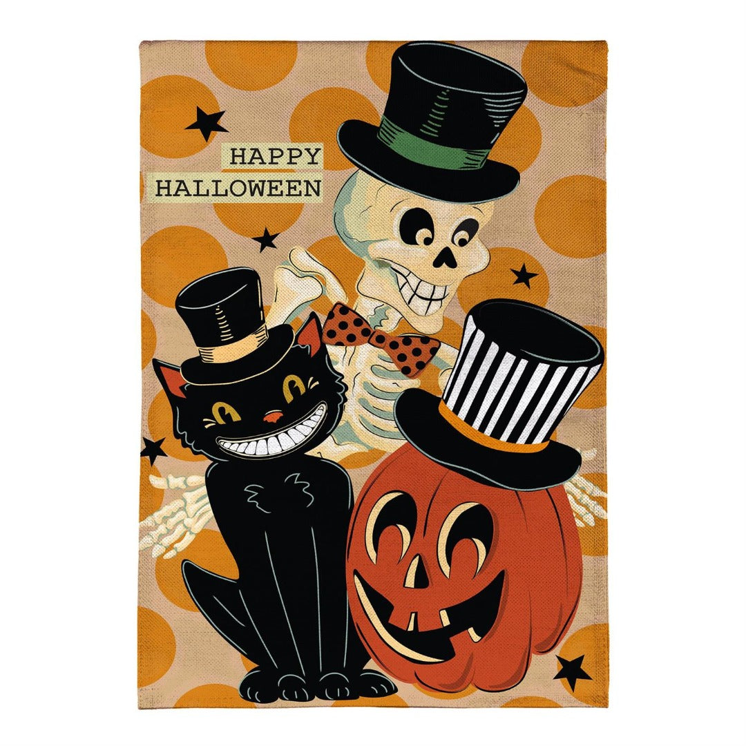 Halloween Trio 2-Sided Burlap Garden Flag