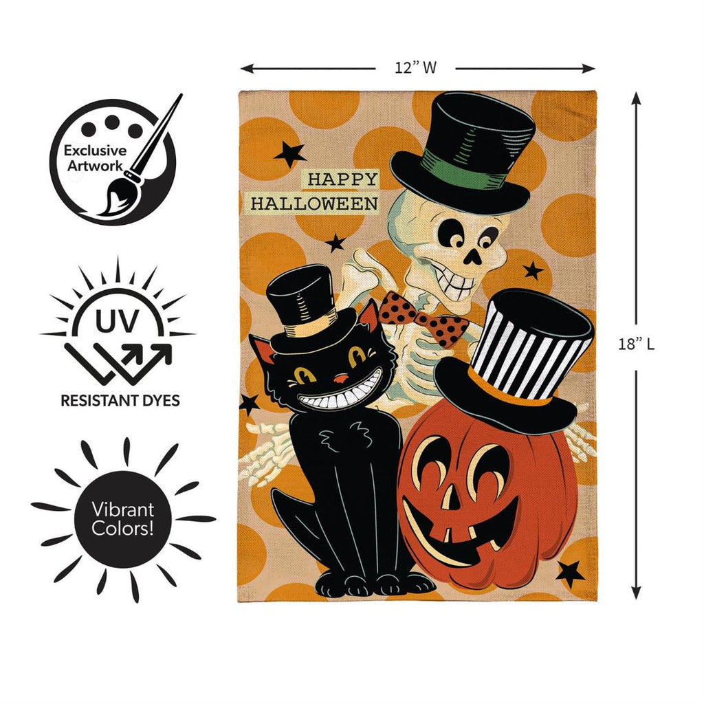 Halloween Trio 2-Sided Burlap Garden Flag