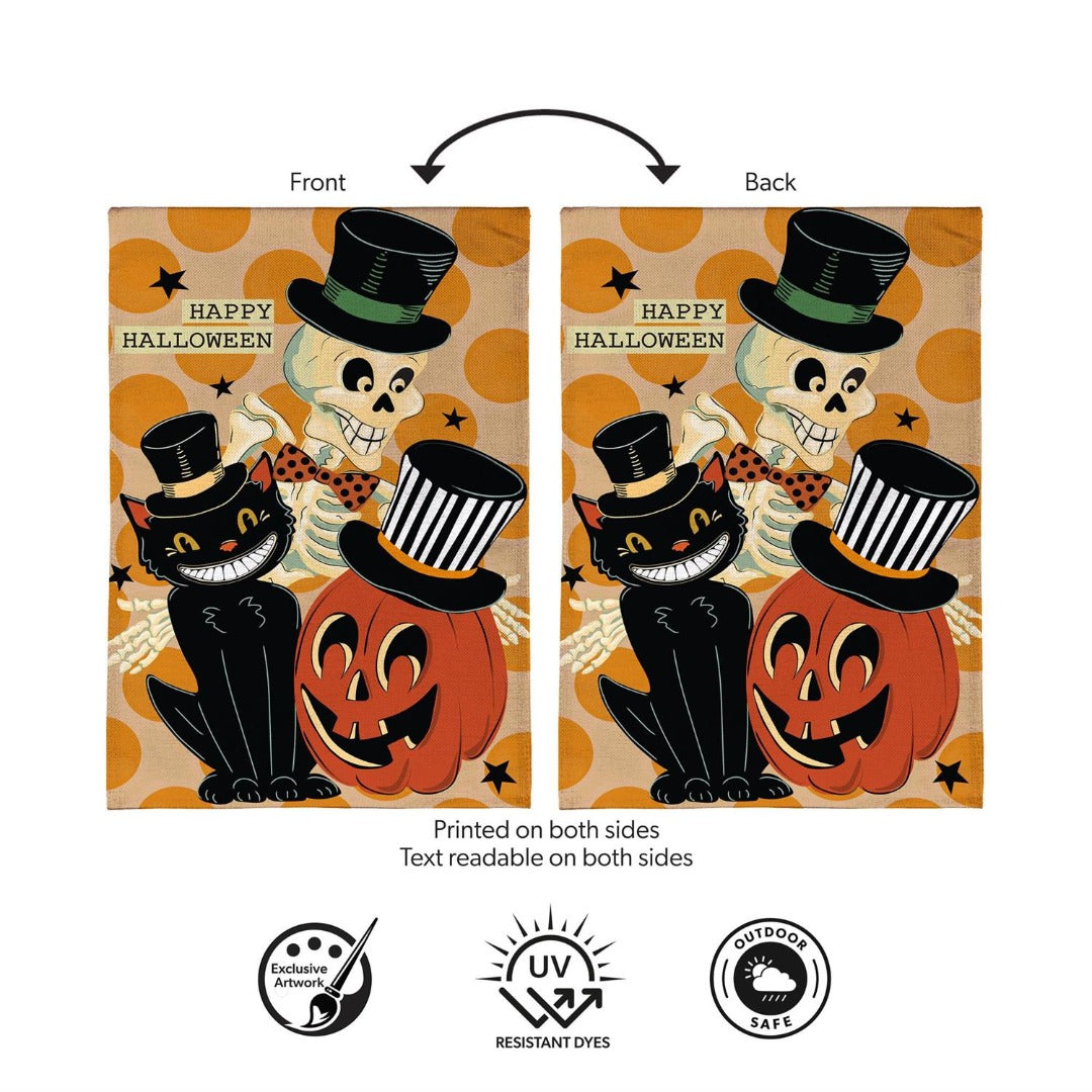 Halloween Trio 2-Sided Burlap Garden Flag