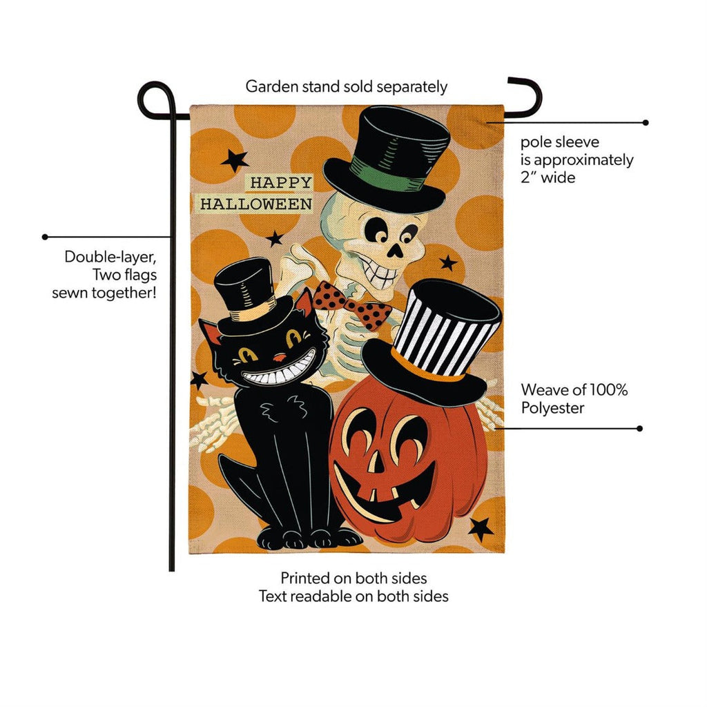 Halloween Trio 2-Sided Burlap Garden Flag