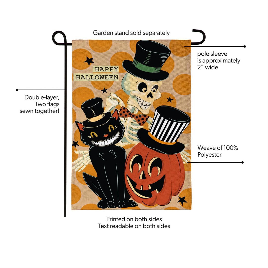 Halloween Trio 2-Sided Burlap Garden Flag