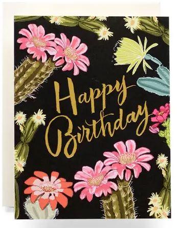 "Happy Birthday" Cactus Head Flower Plant Card