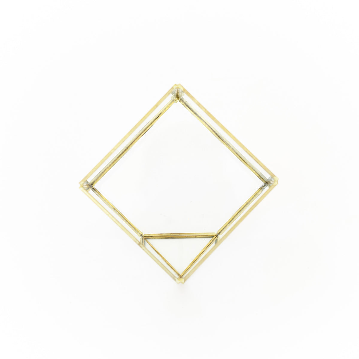 Heptahedron Geometric Glass Terrarium - Gold Metallic Finish - Trendy Holder For Tillandsia Air Plants