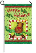 Holiday Reindeer 2 sided Christmas Garden Flag