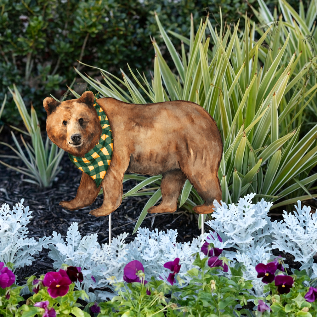 Green & Gold Bear Garden Stake