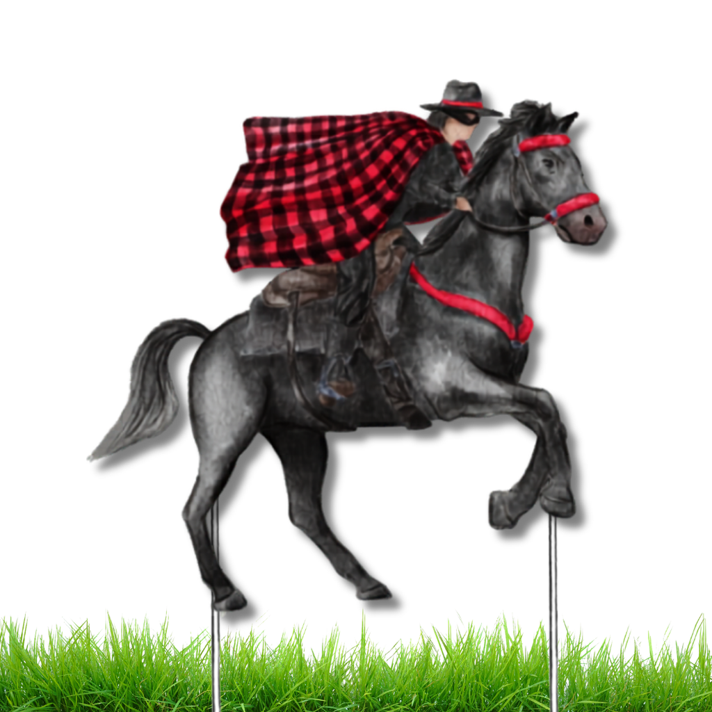 Red & Black Rider Garden Stake