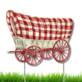 Crimson & Cream Wagon Garden Stake