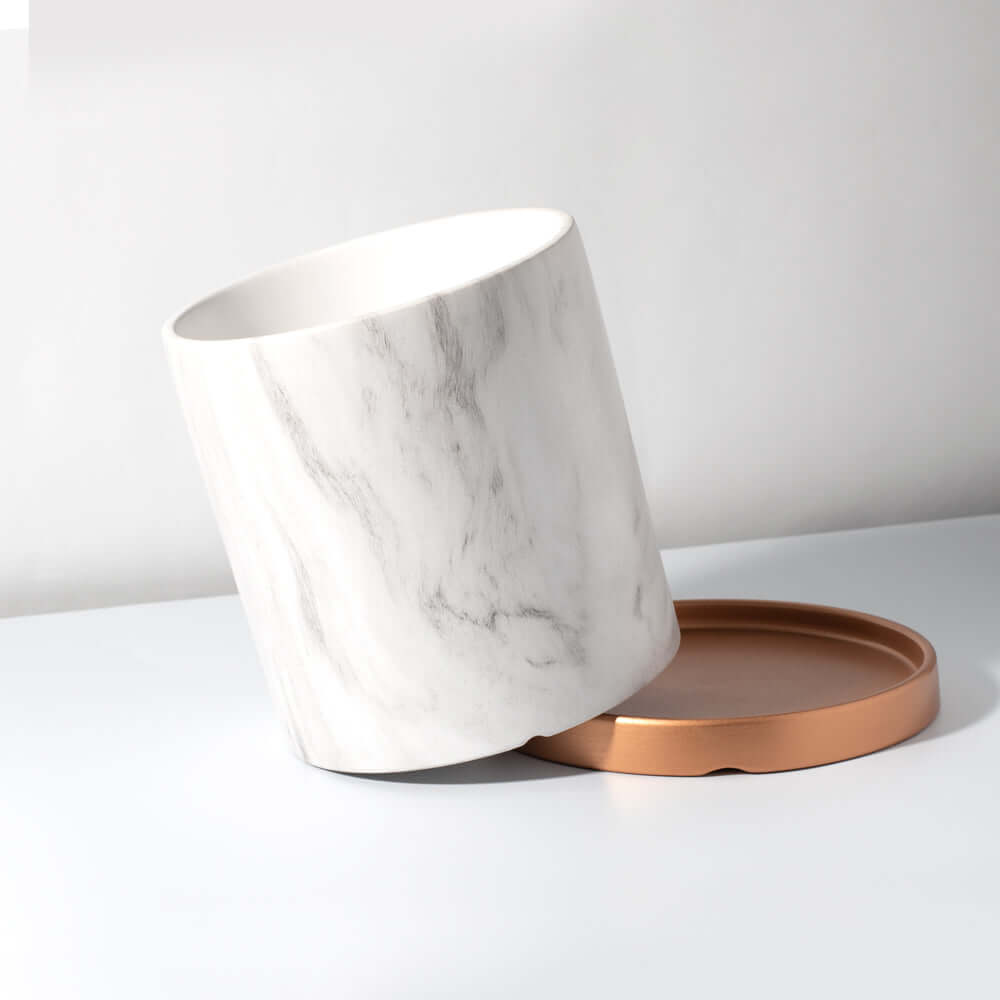Selene Large Ceramic 6.5" Marble Planter - Empty