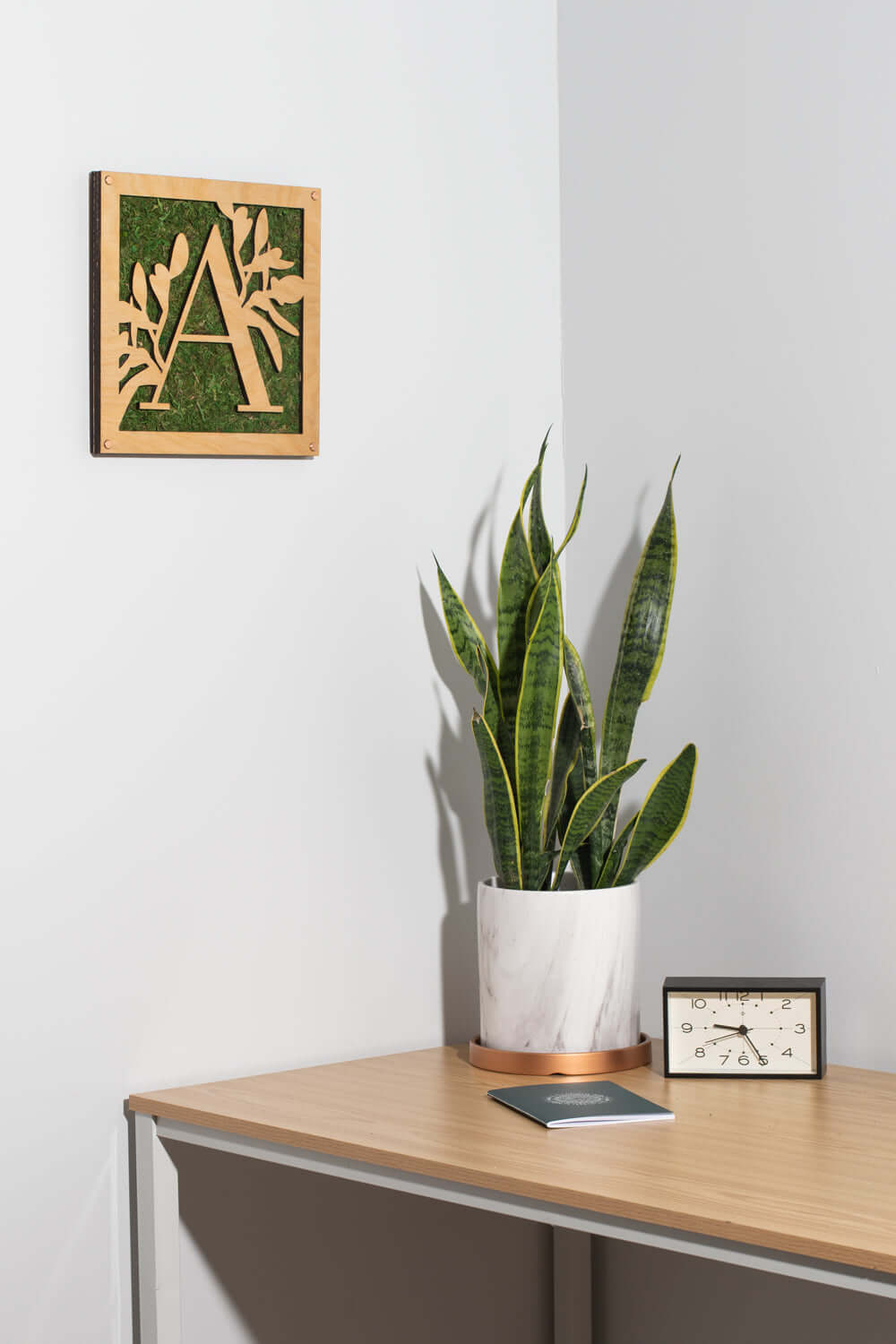 Monogrammed Moss Frame - Wooden Botanical Wall Art Letter "W"