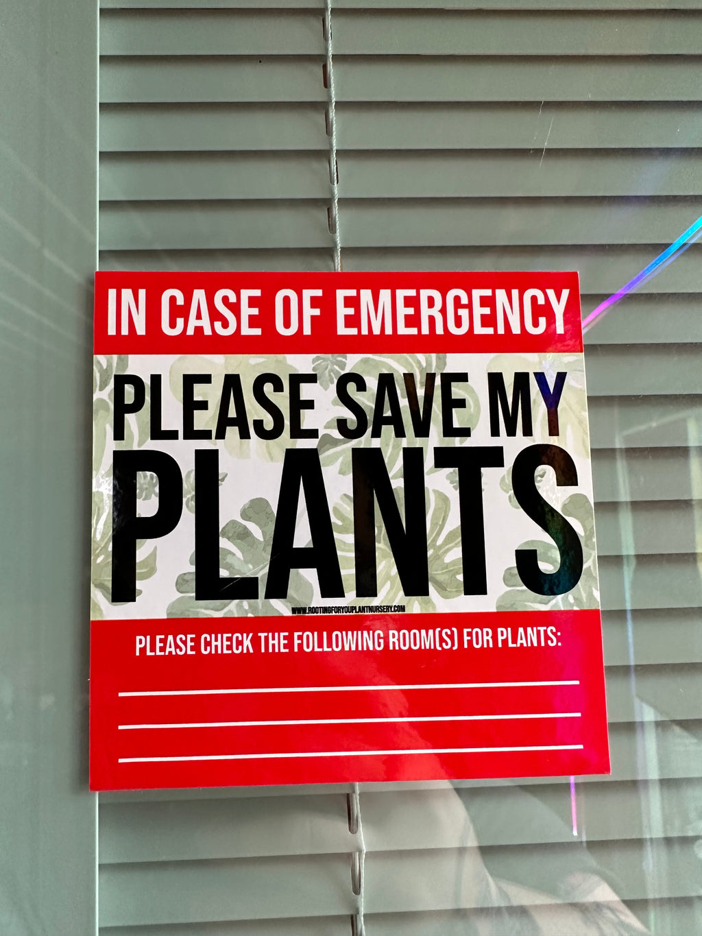 Please Save My Plants Window Cling - 4x4 Inches