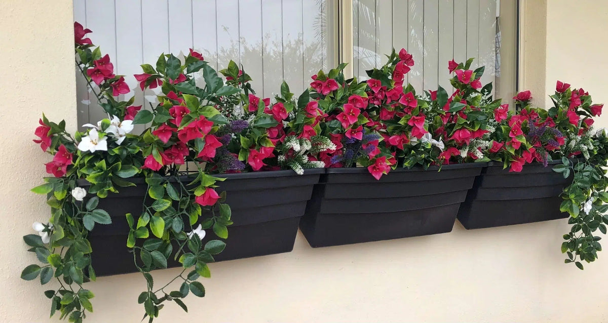 Pink Bougainvillea Artificial Hanging Plant Set of 5 35in – UV Resistant