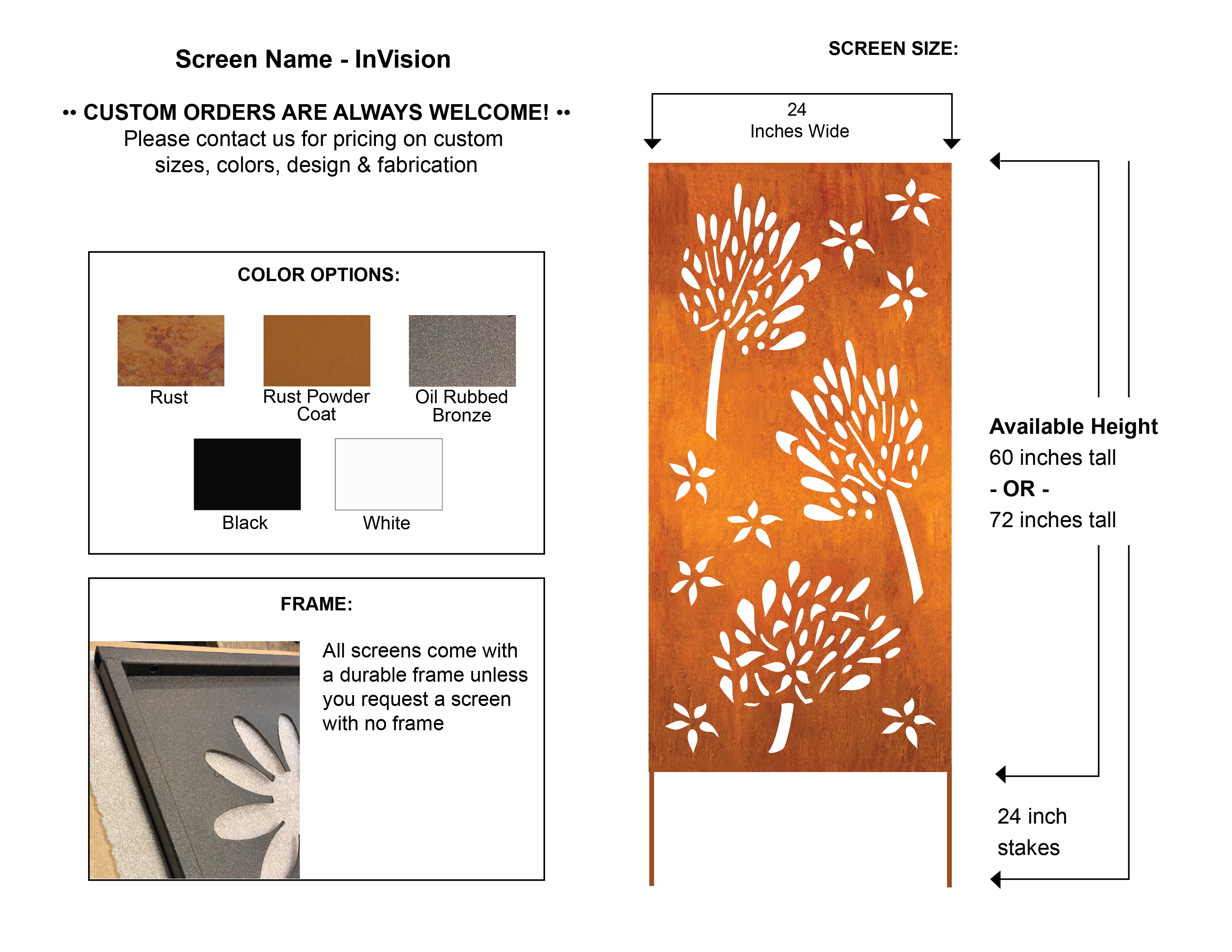 Outdoor Metal Privacy Screen Panels (60” & 72”) | Heavy-Duty Steel for Patio & Fence