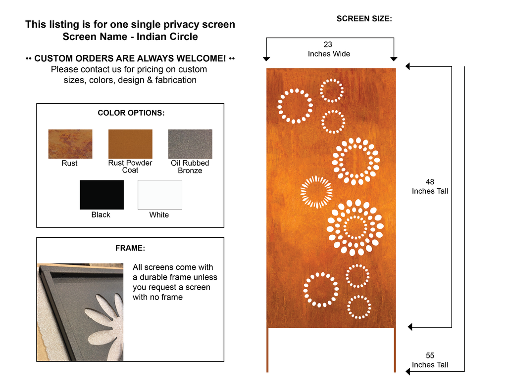 Decorative Panels or Outdoor Metal Wall Art (46" Inch)