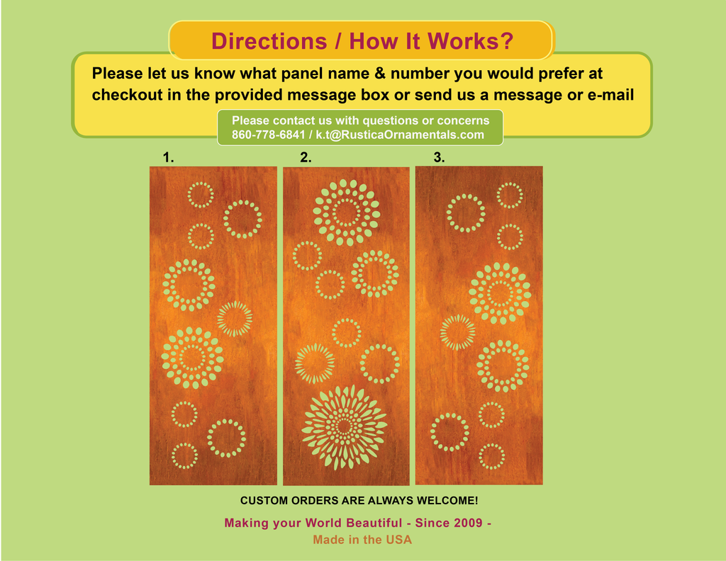 Decorative Panels or Outdoor Metal Wall Art (46" Inch)