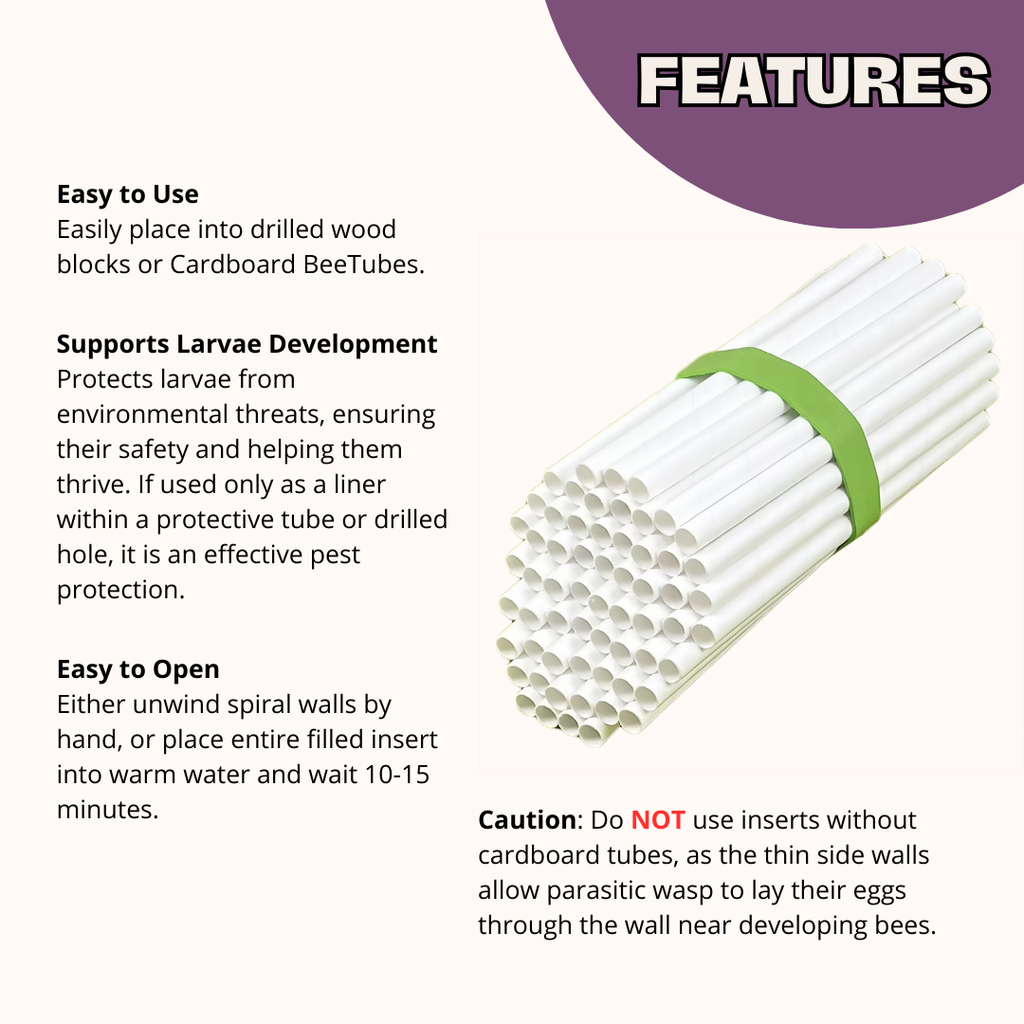 Spring Cardboard BeeTubes and Inserts for Mason Bees - 8mm