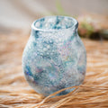 Blue Bubble Hand Blown Glass Vase