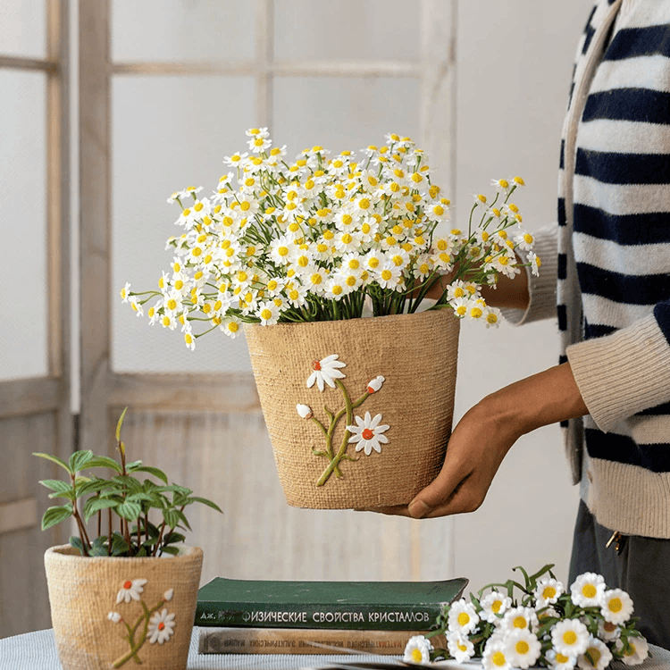 Daisy Garden Cement Planter