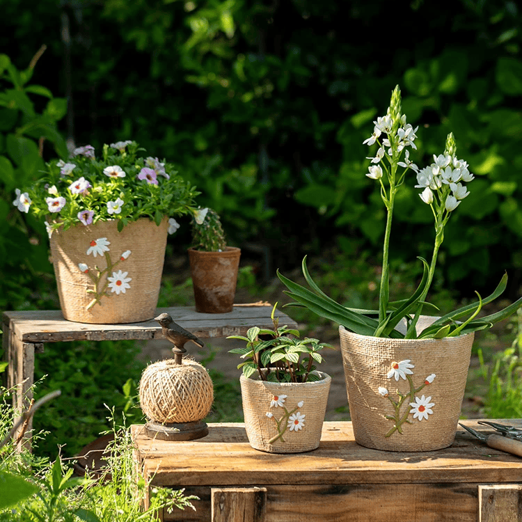 Daisy Garden Cement Planter