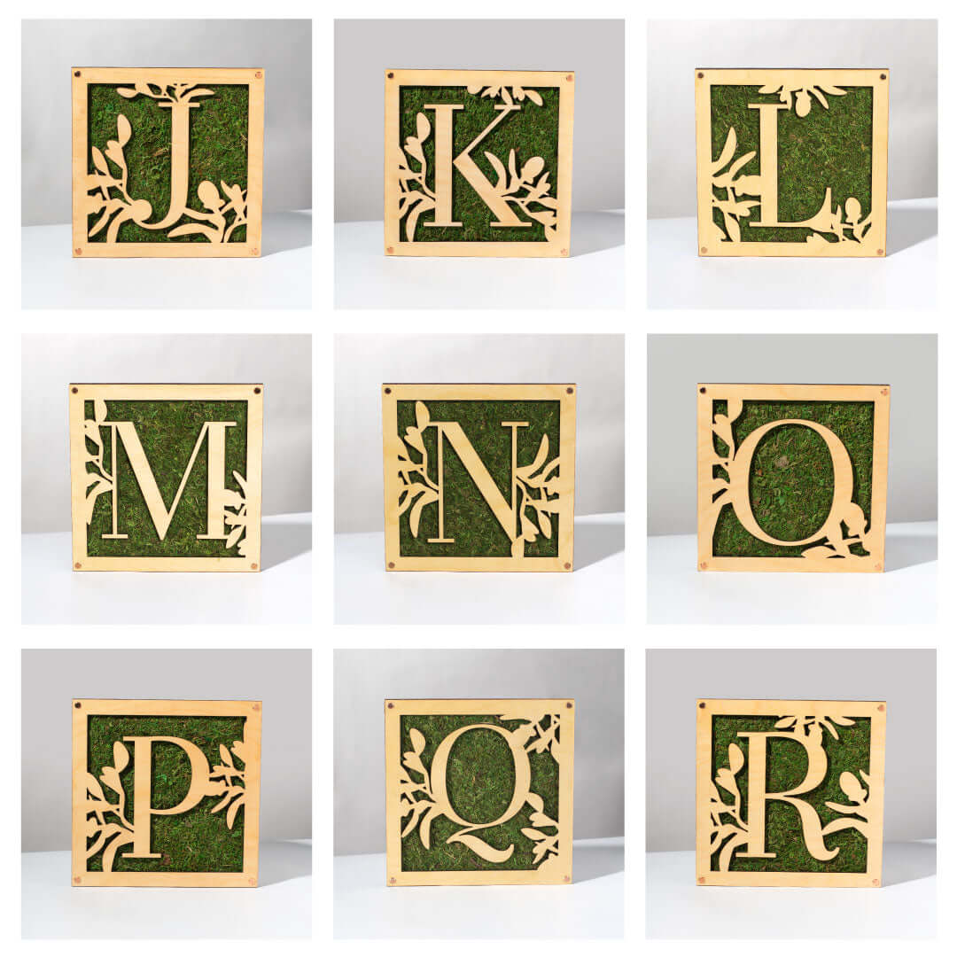 Monogrammed Moss Frame - Wooden Botanical Wall Art Letter "G"