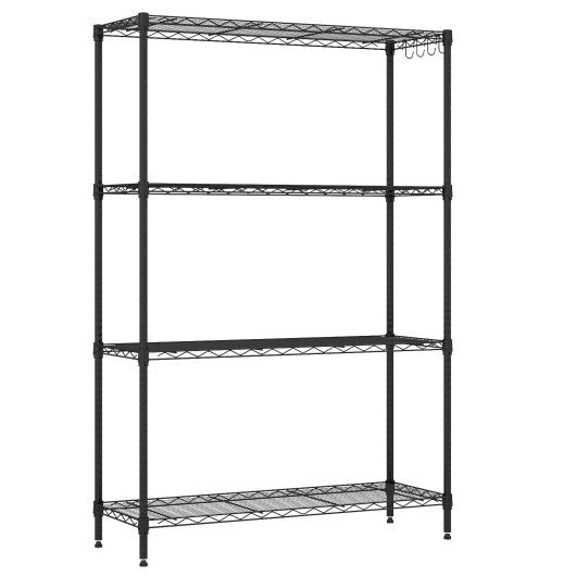 4-Tier Metal Storage Shelving Unit with V-Shaped Wire Rack and 1000 LBS Capacity-Black