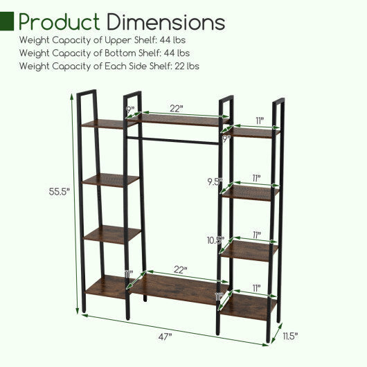 55.5 inch Tall Plant Stand 10-Tier Plant Rack with 16 Colors LED Strip Lights-Rustic Brown