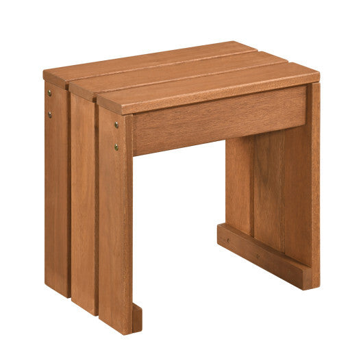Outdoor Garden Bench Single Person Patio Backless Bench with Solid Wooden Frame