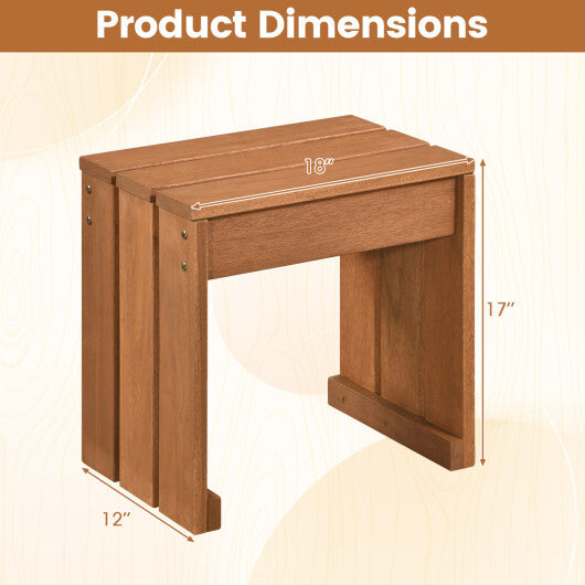 Outdoor Garden Bench Single Person Patio Backless Bench with Solid Wooden Frame