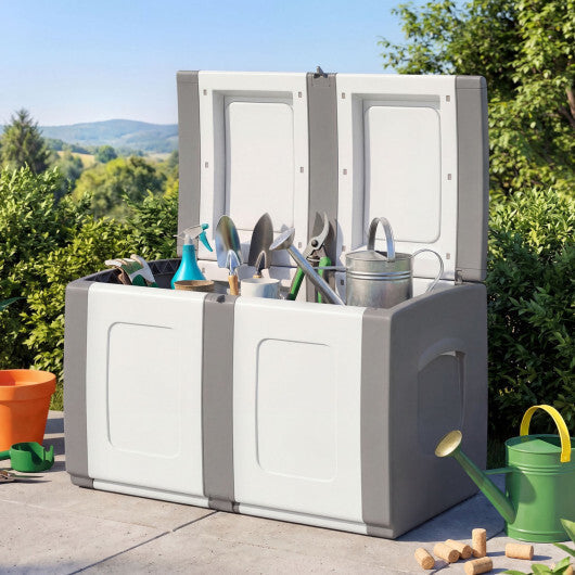 53 Gallon Patio Container with Lockable Lid  for Packages and Garden-Gray