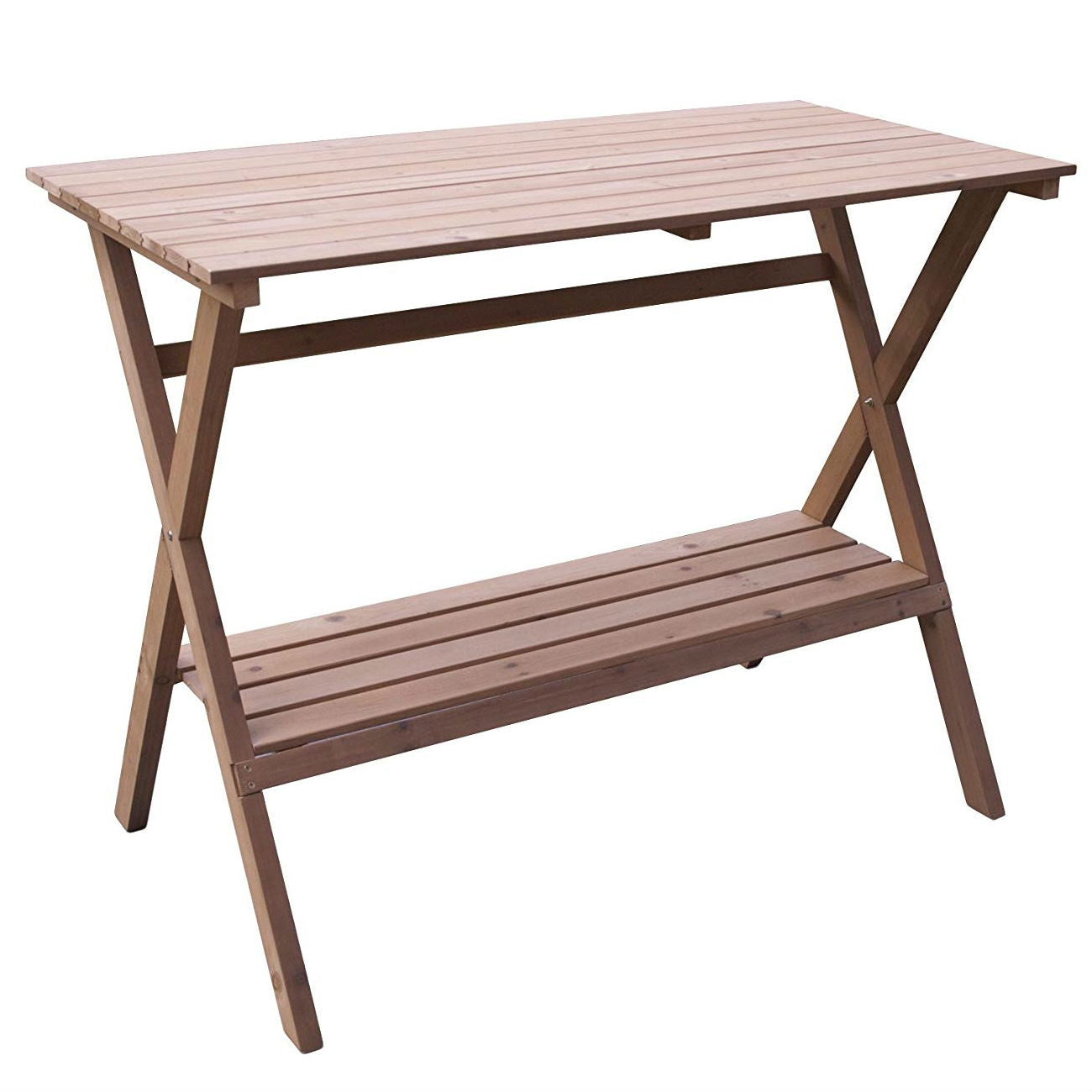 Wood Potting Bench Work Station Garden Table with Lower Shelf