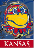 Kansas Jayhawks Garden Flag 2 Sided Justin Patten Big Jay