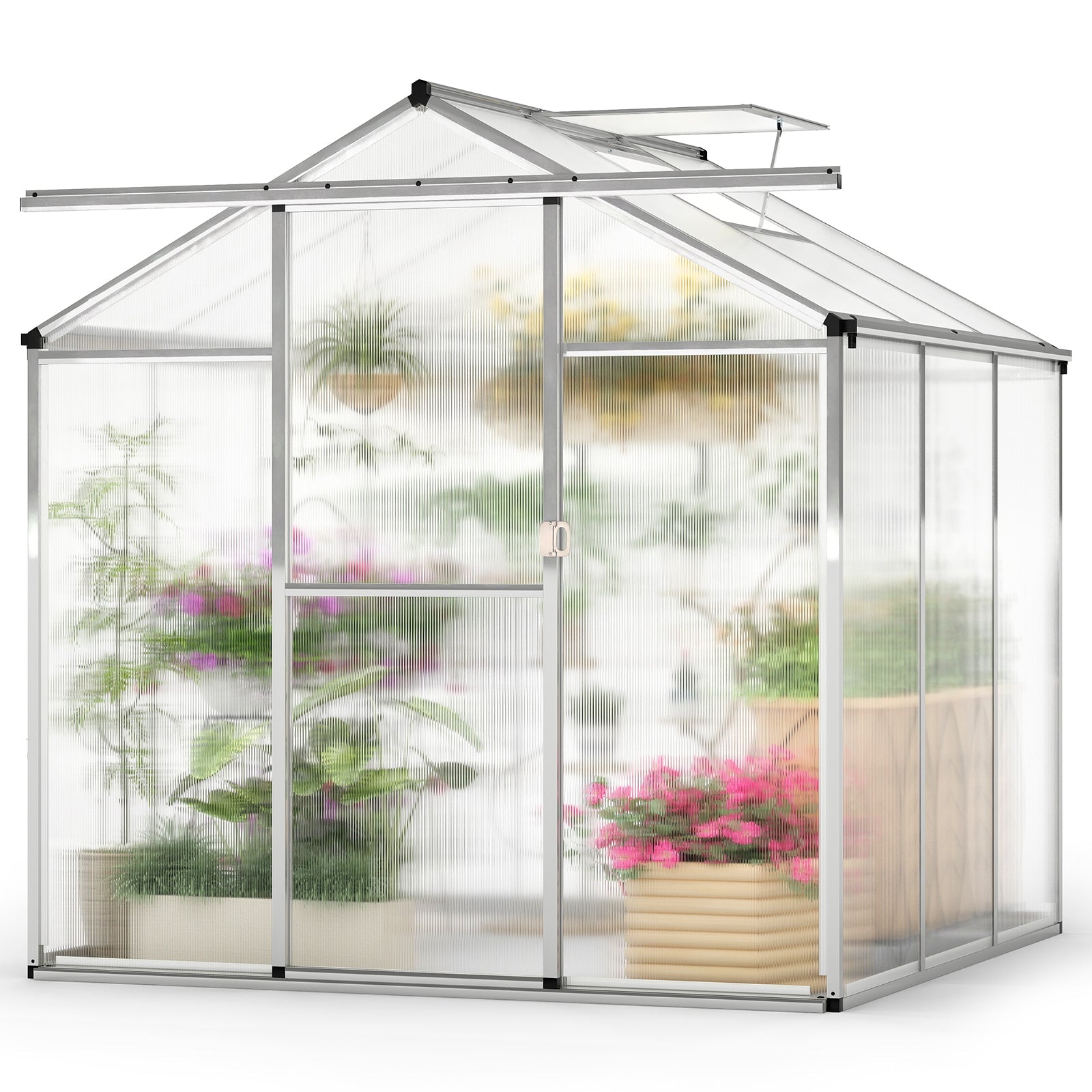 Large Walk-in Greenhouse with Rain Gutters and Polycarbonate Panels-6 FT