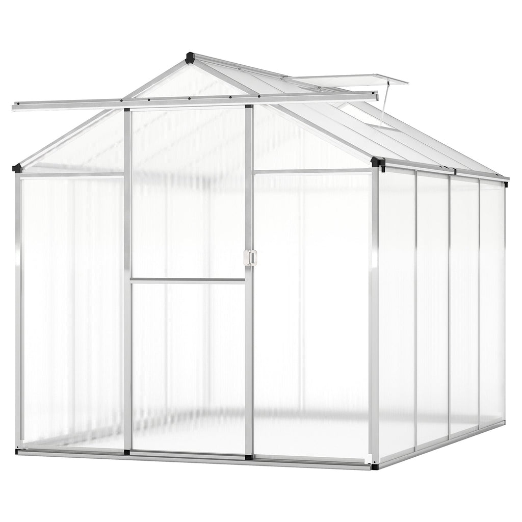 Large Walk-in Greehouse with Rain Gutters and Polycarbonate Panels-8 FT