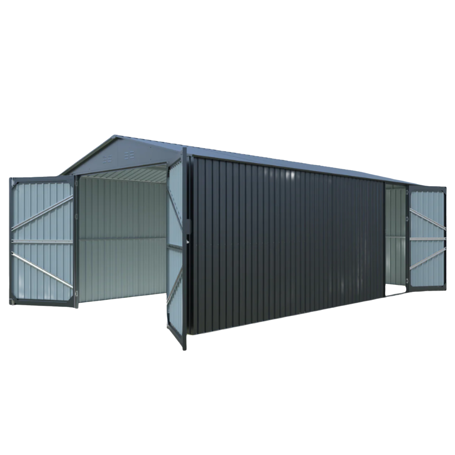 10'x20' Plus Upgraded Metal Shed with Double Front Doors & Side Entry Door