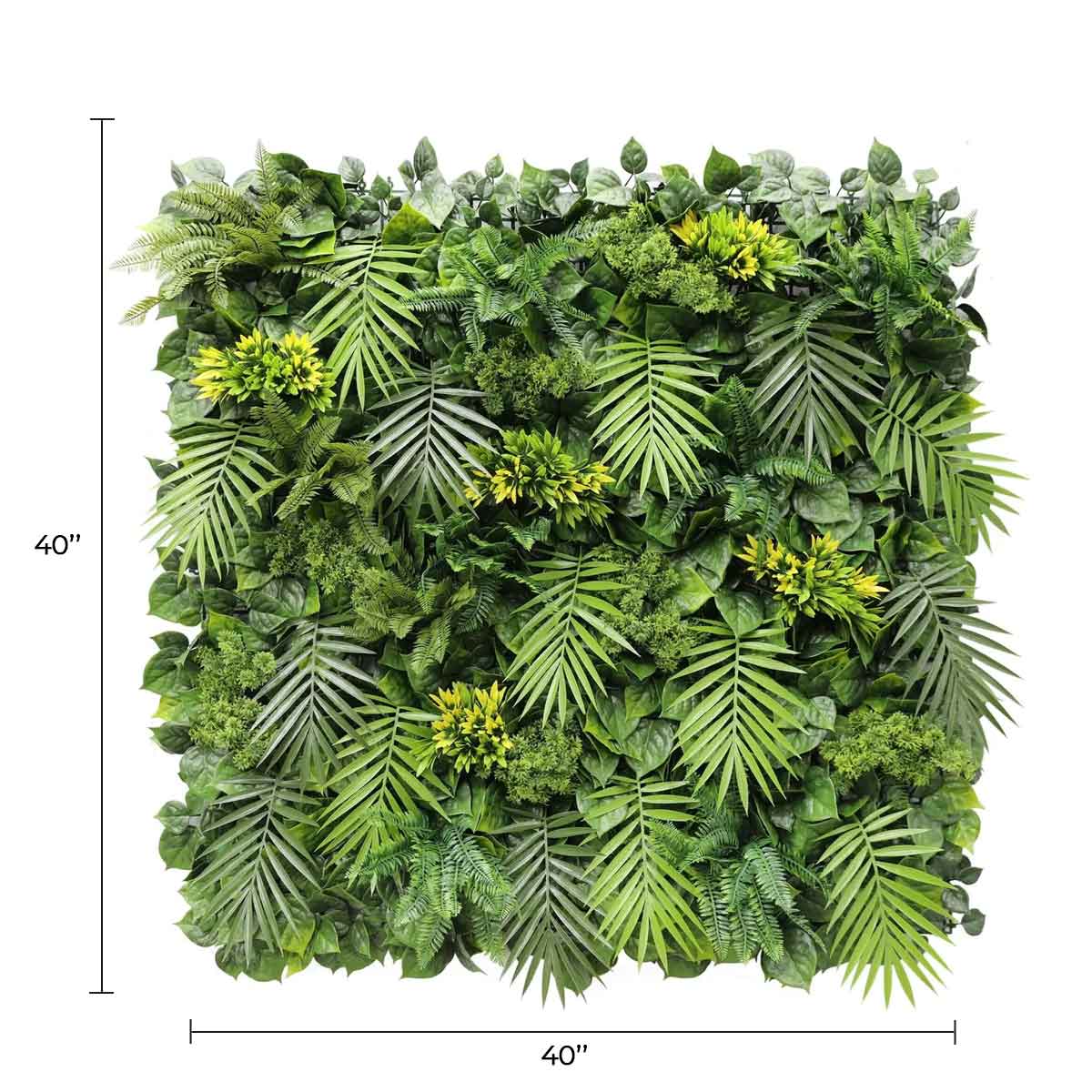 Hawaiian Sunrise Flowering Artificial Vertical Garden Green Wall Panel 40×40in 11 SQ FT – UV Resistant – Commercial Grade