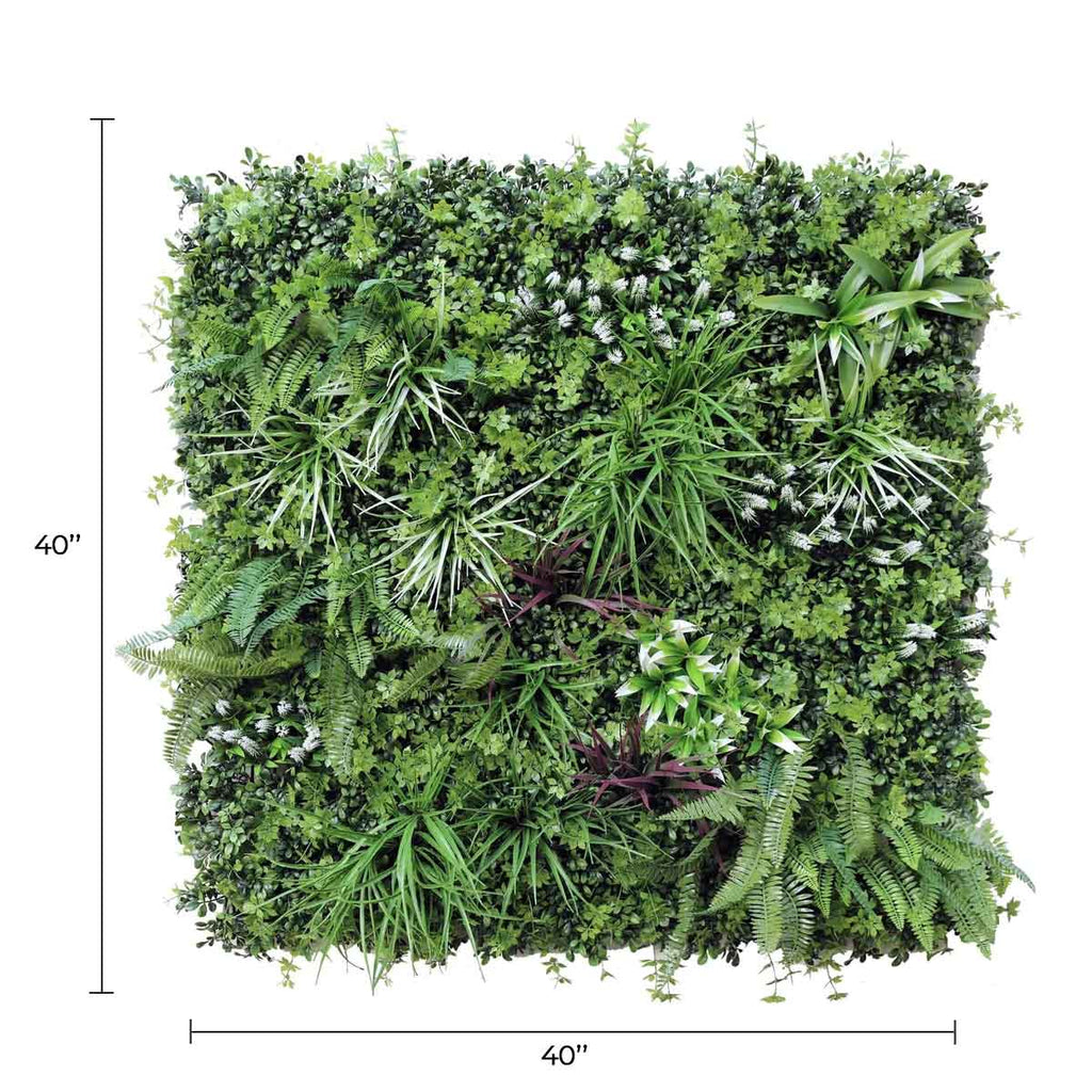 Tropical Vista Artificial Vertical Garden Green Wall Panel 40×40in 11 SQ FT – UV Resistant – Commercial Grade