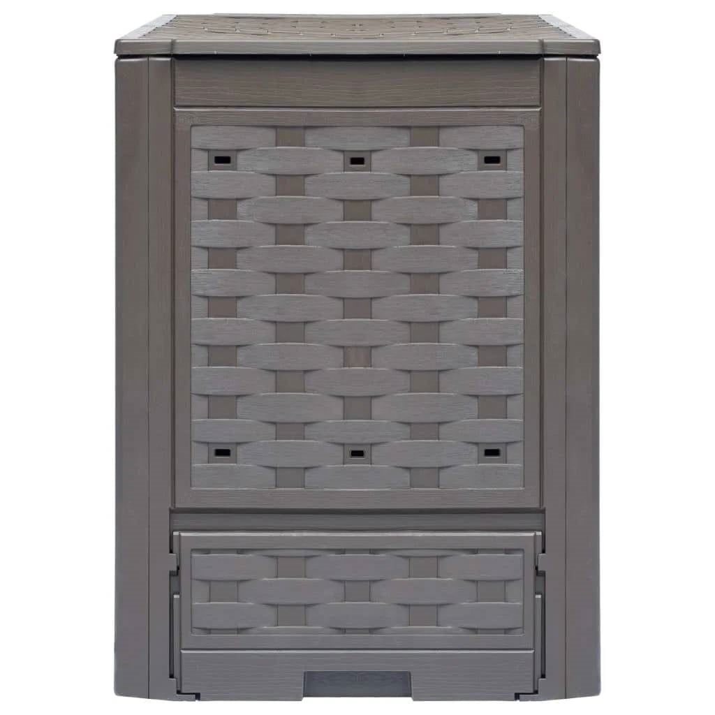 Set of 2 - Outdoor Garden 158 Gallon Compost Bin Set in Brown Plastic Rattan