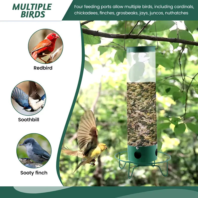 Squirrel Proof Bird Feeder Hanging Metal Wild Bird Seed Feeder 35cm