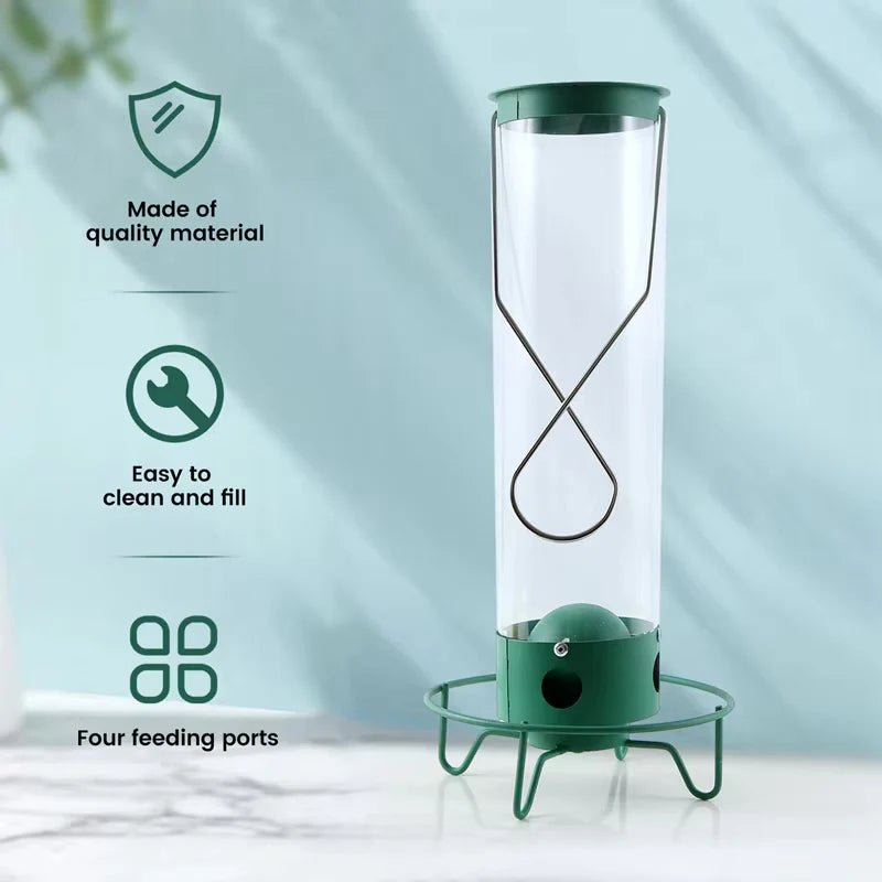 Squirrel Proof Bird Feeder Hanging Metal Wild Bird Seed Feeder 35cm