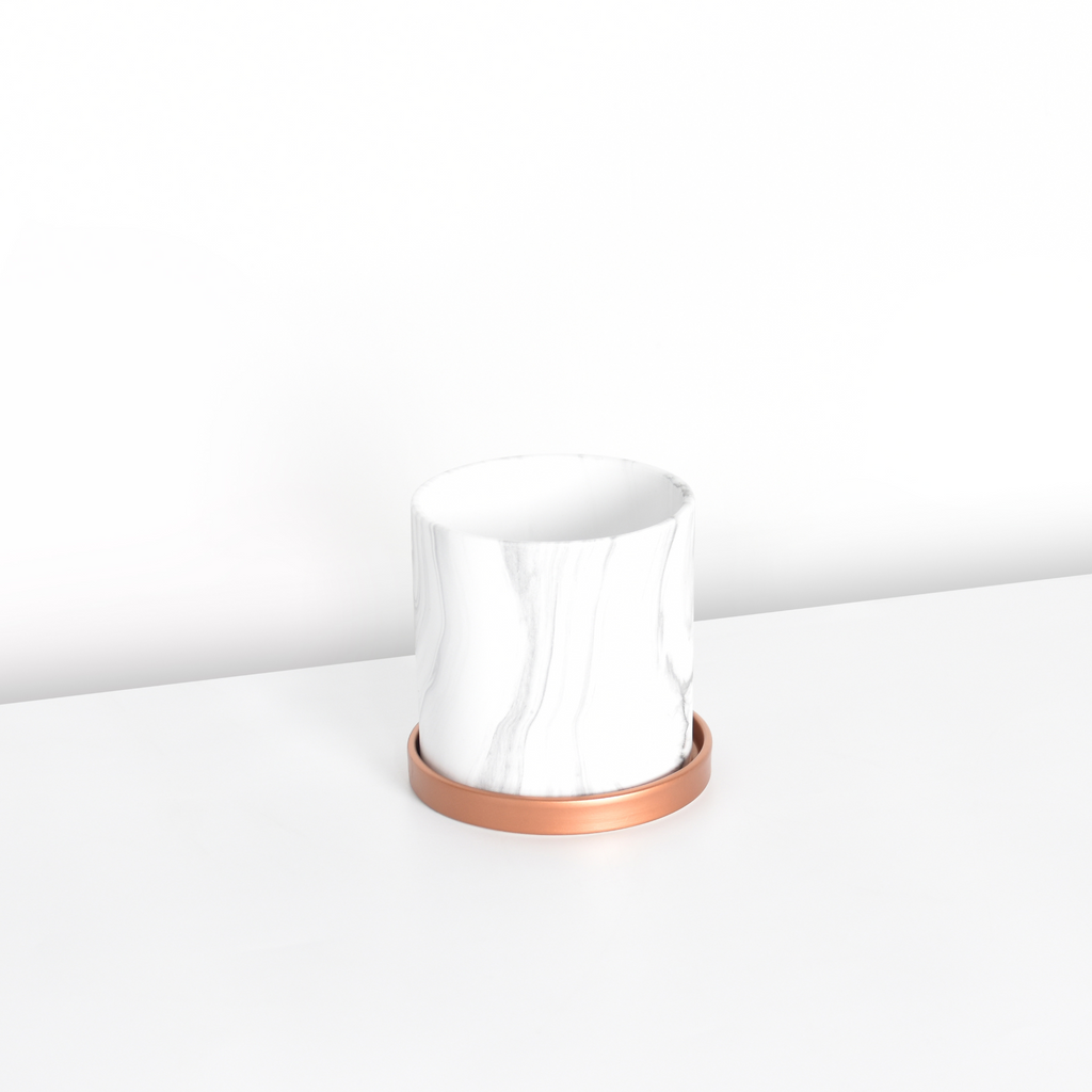 Athena Ceramic 5.5" Marble Planter - Empty